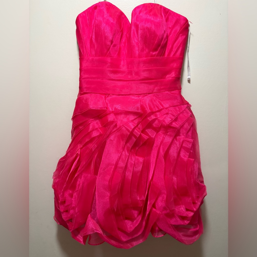 NWT- Tony Bowls Vibrant Pink Strapless Dress